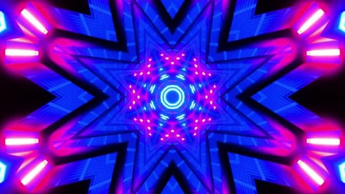 VJ loop neon kaleidoscope. Looping animation.