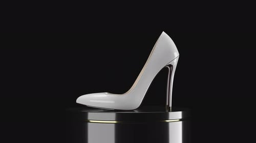 Elegant White Stiletto Shoes Rotating Product Display