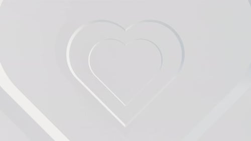 3d Render White Heart Tunnel Loop Animation Background