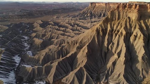 Aerial View of Rugged Desert Mountains Landscape