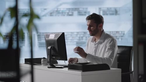 Frustrated Young Adult at Urban Workplace Office