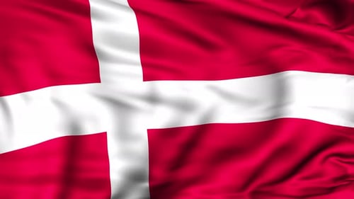 Realistic Waving Denmark Flag Seamless Loop Animation
