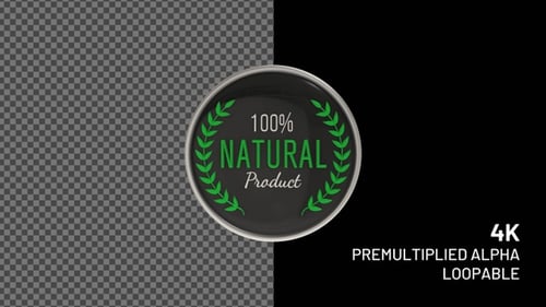 3D Rotating Natural Product Quality Badges Animation