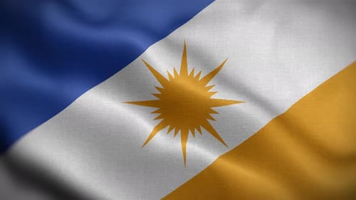 Waving Blue White Gold Flag Animation with Star