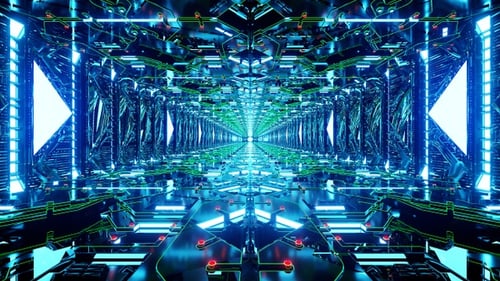 Futuristic Cybernetic Data Tunnel Loop Background