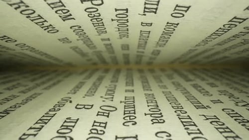 Close Up of Open Book with Non-English Text