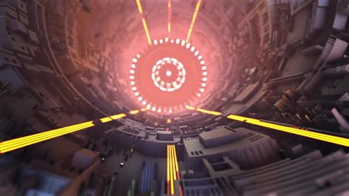 Futuristic Technology Tunnel Animation with Glowing Lights