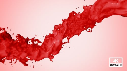 Dynamic Red Fluid Splash Transition with Alpha Channel