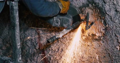 Worker is Welding in Construction