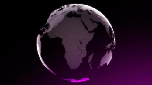 Animated Digital Earth Globe Rotating Data Network