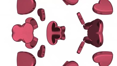 Shimmering Pink 3D Hearts Rotating Pattern Background Loop