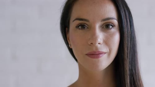 Woman Smiling in Close Up Portrait