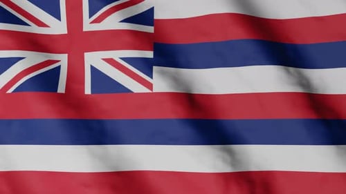 Realistic Hawaii State Flag Waving Fabric Simulation