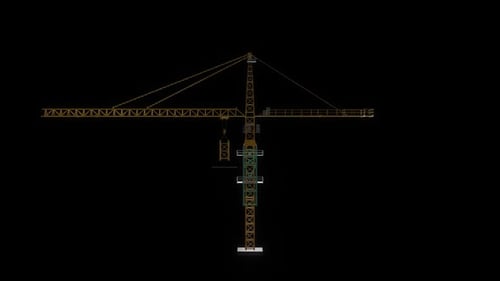 Animated 3D Construction Crane Rotating for Industrial Projects