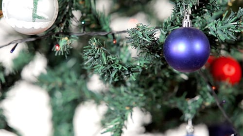 Decorated Christmas Tree with Colorful Ornaments