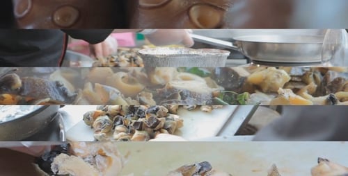 Chef Chopping Seafood in Commercial Kitchen