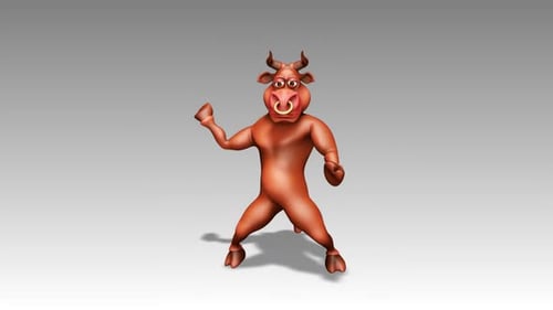 3D Cartoon Bull Character Dancing Loop