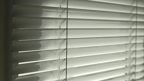 Close-Up of White Horizontal Window Blinds