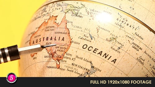 Vintage Style Globe Highlighting Australia and Oceania