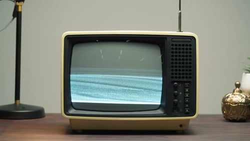Vintage Television with Static on Screen