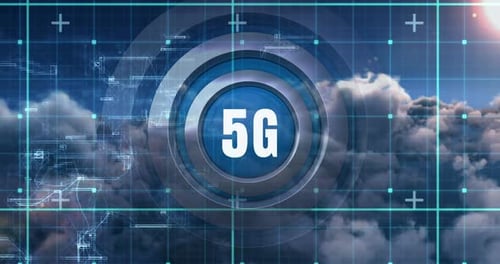 Futuristic 5G Network Technology Animation with Digital Grid