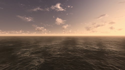 Fly Over Ocean During Sunset