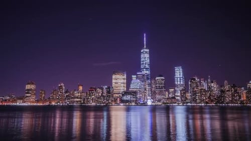 NIght timelapse of Lower Manhattan