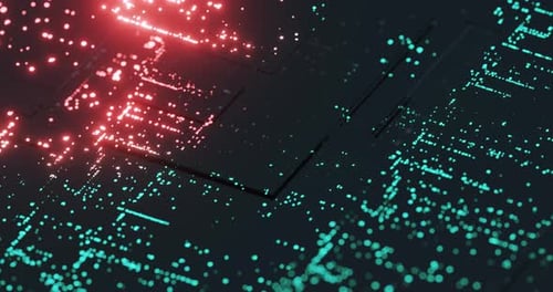 Futuristic Digital Circuit Board Data Flow Animation