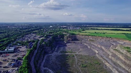 The Aerial View of Huge Granite Quarry Mine