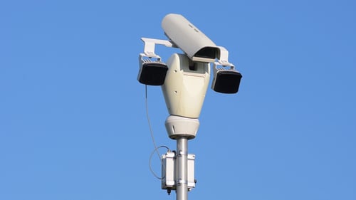 Surveillance Camera and Blue Sky