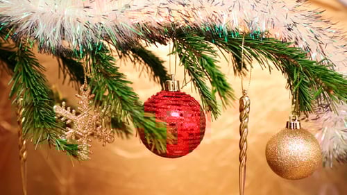 Festive Christmas Tree Branch with Ornaments