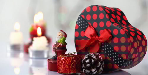 Festive Christmas Presents and Decorations with Candles
