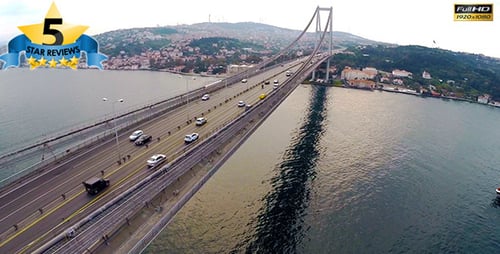 Aerial View of Traffic in Bosphorus Istanbul