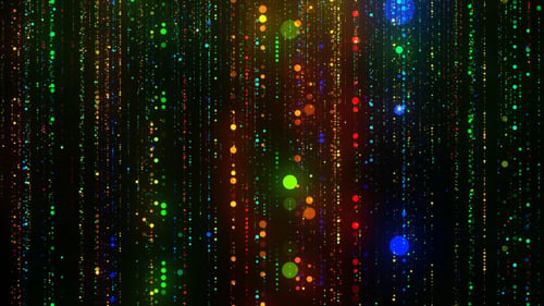 Colorful Glowing Particle Rain Fly Through