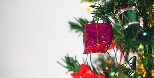 Decorated Christmas Tree with Lights and Ornaments