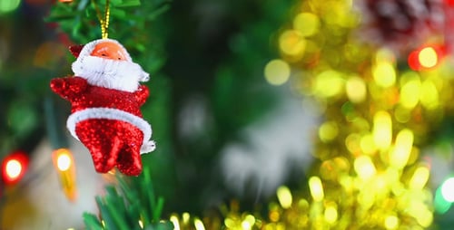Christmas Tree Close Up With Santa Decoration