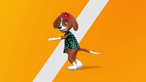 Animated 3D Cartoon Dog Dancing Loop in Tropical Shirt