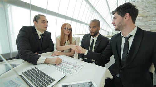 Successful Meeting with Business Team Showing Approval