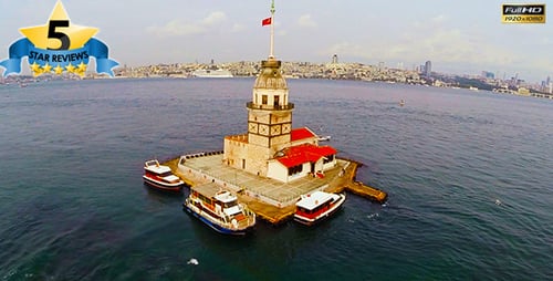 Aerial View of Maiden's Tower (Istanbul)