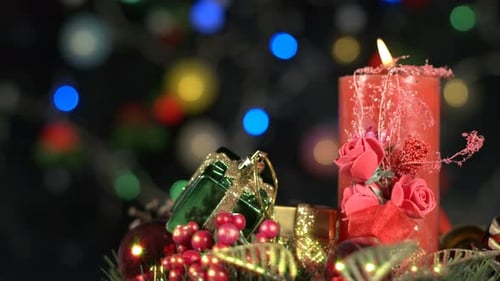 Festive Christmas Decorations with Candlelight