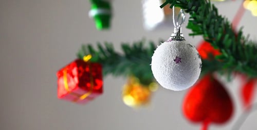Close Up of Ornaments on Christmas Tree