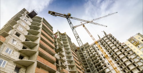 Apartment Buildings Under Construction in Urban Area