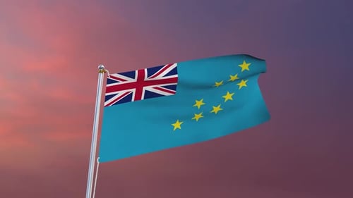 Realistic Animation of Tuvalu National Flag Waving in Wind