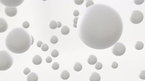 3d Render Abstract Moving White Balls Loop Animation on White Background