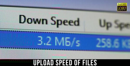 Rising Download Speed Displayed on Screen Close Up