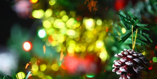 Festive Christmas Tree with Silver Disco Ball Ornament