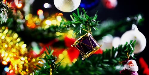 Festive Christmas Tree with Ornaments and Twinkling Lights