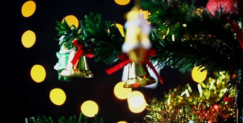 Festive Christmas Tree with Lights and Ornaments