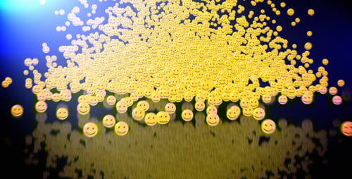 Smiling Emoticons Particle Burst Reveal Animation