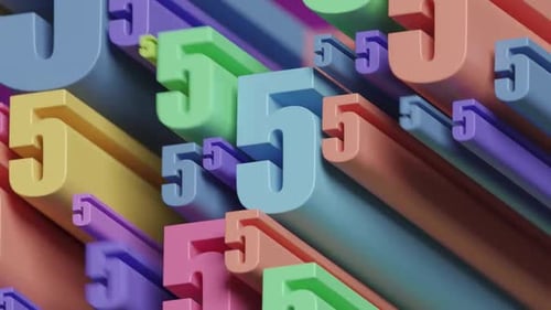 Colorful 3D Geometric Number Five Animation